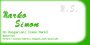 marko simon business card
